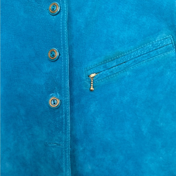 Margaret Godfrey  Union Made Turquoise Suede Skirt Suit  Vtg S 10 - Picture 14 of 14